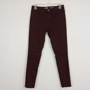 Mossimo Women's Skinny Jeans Size 2 REG High Rise Burgundy Power Stretch Denim